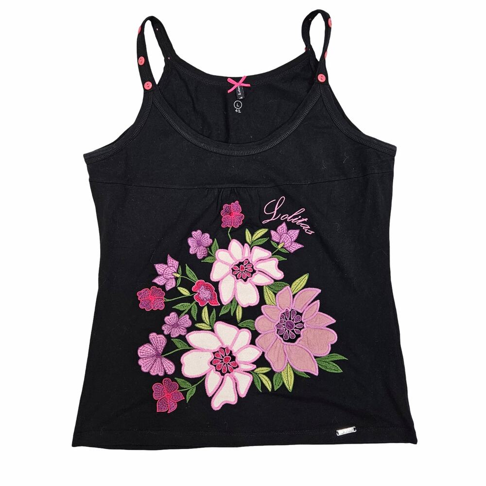 Cami Top Euro Fairycore Embroidered Tank Floral Lolita - Large